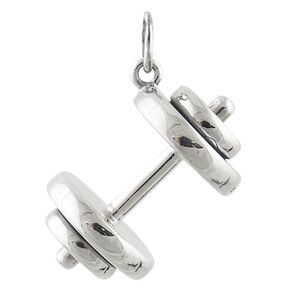 Sterling Silver Large Dumbbell Charm or Pendant